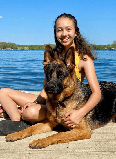 Zara Buren with the family dog
